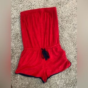 Red terry romper